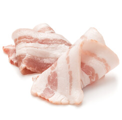 sliced pork bacon isolated on white background cutout