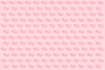 Pink gradient paired hearts pattern on pink background. Pastel valentines day background