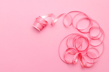 Festive ribbon  on pink background