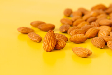 Almonds close up. Nuts texture.
