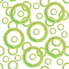 Spring seamless pattern. Juicy green rings. - 413334978