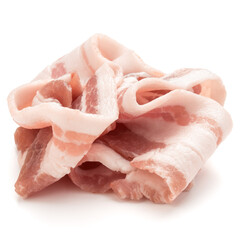 sliced pork bacon isolated on white background cutout