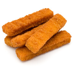 Crispy Fish fingers isolated on white background