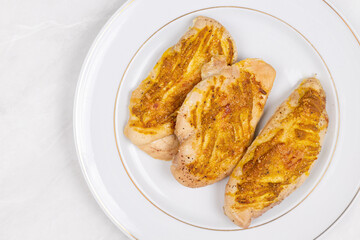 Fried Chicken Breasts with mustard and cheese