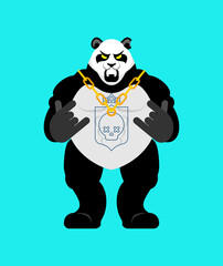 Panda gangster and bandit. Cool Bear. SWAG gangsta. Animal guy rapper