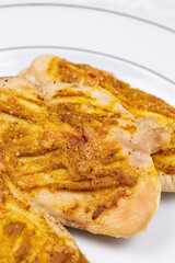 Fried Chicken Breasts with mustard and cheese