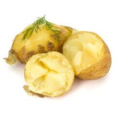 boiled peeled potatoes isolated on white background cutout