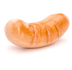 One Roasted sausage isolated on white background cutout
