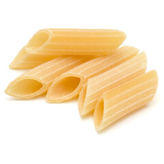 Italian pasta isolated on white background. Pennoni. Penne rigate.