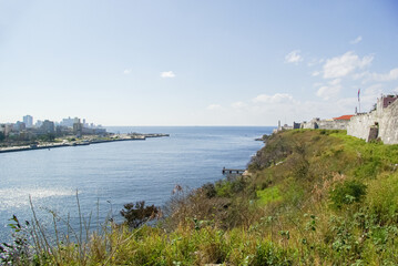 Fototapeta na wymiar La Baie de La Havane depuis le fort el Morro, La Havane, Cuba