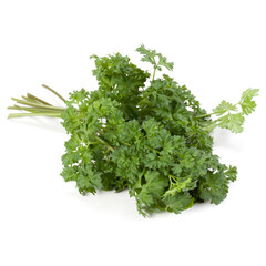 parsley leaves bunch isolated on white background cutout