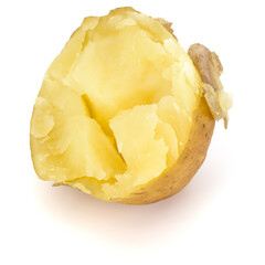 one boiled peeled potato half isolated on white background cutout