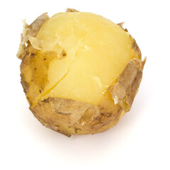 one boiled peeled potato isolated on white background cutout