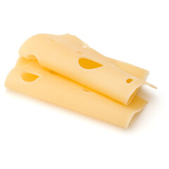 two Cheese slices isolated on white background
