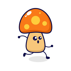 Mushrooms run cute character illustration