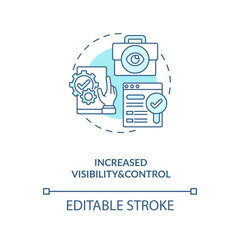 Increased visibility and control concept icon. Contract management automation advices. Contract management idea thin line illustration. Vector isolated outline RGB color drawing. Editable stroke