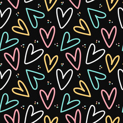 Hand drawn hearts pattern