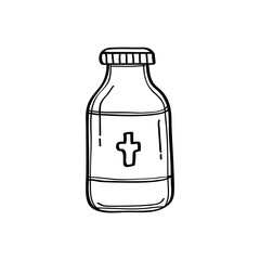 bottle drugs doodle style icon vector illustration design