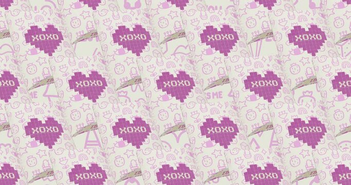 Minimal motion 3d art. Candy design box with text love seamless animation pattern. Sweet, candy,party shop concept. 4k video