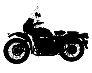 Fototapeta premium Wheels and motor of a vintage motorcycle . Isolated silhouette on white background