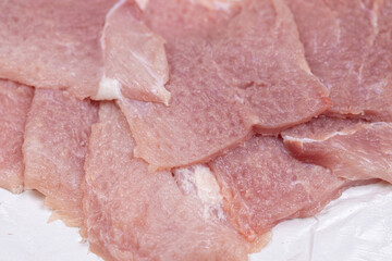 Fresh Raw Pork Meat sliced and ready for cooking