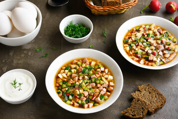 Cold russian soup Okroshka