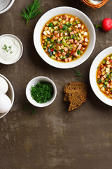 Cold russian soup Okroshka