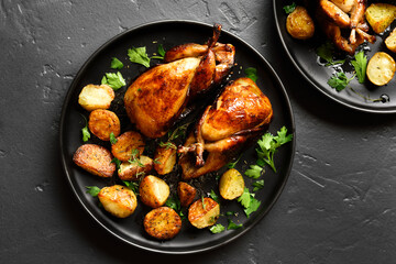 Tasty grilled quails