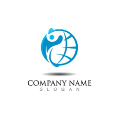 Globe abstract person logo business graphic design isolated on white
