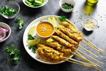 Chicken satay with peanut sauce