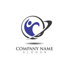 Globe abstract person logo business graphic design isolated on white