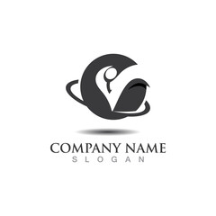 Globe abstract person logo business graphic design isolated on white