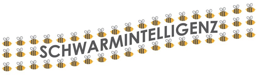 Schwarmintelligenz, Bienenschwarm, soziale Kompetenz, Gruppendynamik, Herdenverhalten, Vektor, Illustration