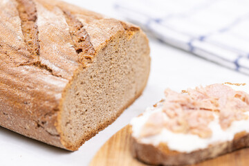 Sandwich with Tuna fish on dark bread