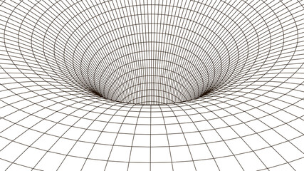 Wireframe abstract tunnel. Abstract science of wormholes. 3D tunnel mesh. Mesh texture