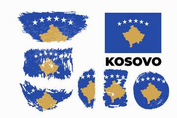Kosovo flag state symbol isolated on background national banner.