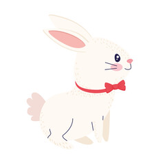 happy easter season card with rabbit wearing bowtie character vector illustration design