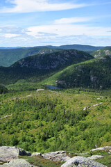 Grands-Jardins Sepaq National Park, Quebec, Canada: View from the peak of Mont du Lac-des-Cygnes on a summer sunny day