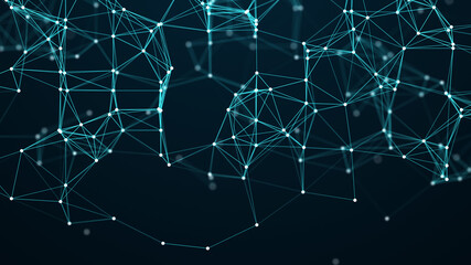 Abstract digital background of dots and lines. Big data visualization. Connection structure. Abstract technology science background. 3d render