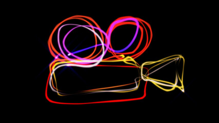 Cinema Camera Neon Symbols illustration render