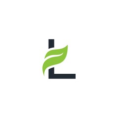 letter L leaf logo, abstract, minimalist