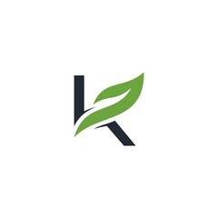 letter K leaf logo, abstract, minimalist