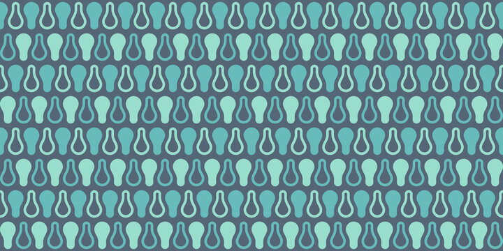 Seamless pattern. Bulb or footprint or amoeba shapes with dark blue background. Light blue colored roundly motives. Simple geometric shapes. Smooth texture images. Textile design.