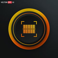 Barcode scanner sign. Single line icon on black background