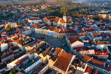 Fototapeta na wymiar Jindrichuv Hradec Town Square Aerial View