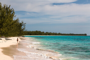 Waves and Woman in Cat Island