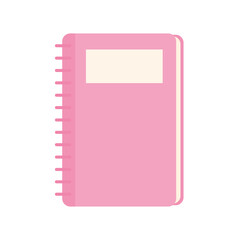 pink notebook on a white background