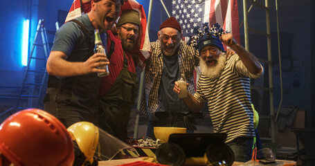 Men celebrating victory of USA team