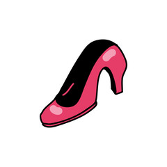 Women's shoe with heels. A symbol of femininity. Lady's fashion accessory. Doodle style. Vector hand drawn illustration on isolated background.
