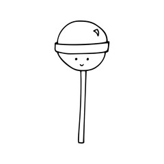 Hand drawn candy, lollipop for greeting cards, posters, stickers and seasonal design. Isolated on white background. Doodle vector illustration.